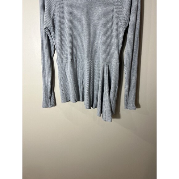 Maeve Anthropologie Women's Gray Peplum Ribbed Blouse Size Medium - Picture 6 of 10